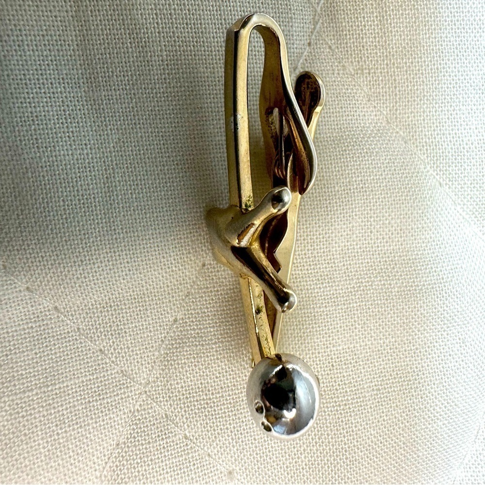 Swank  Gold Tone Lizard Tie Bar Clasp Tie Pin Tie Tack Vintage Classic - Picture 6 of 7